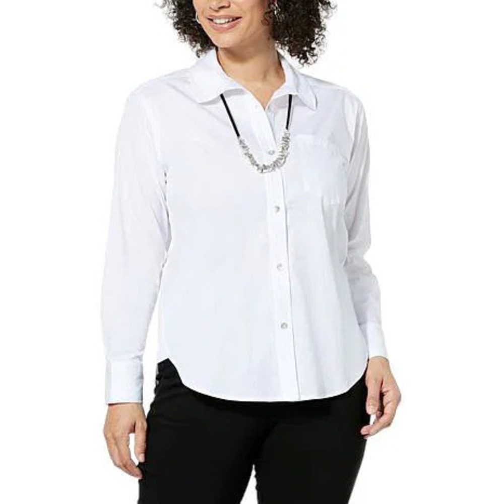 WynneLayers Cotton Poplin Button-Down Shirt White - Regular